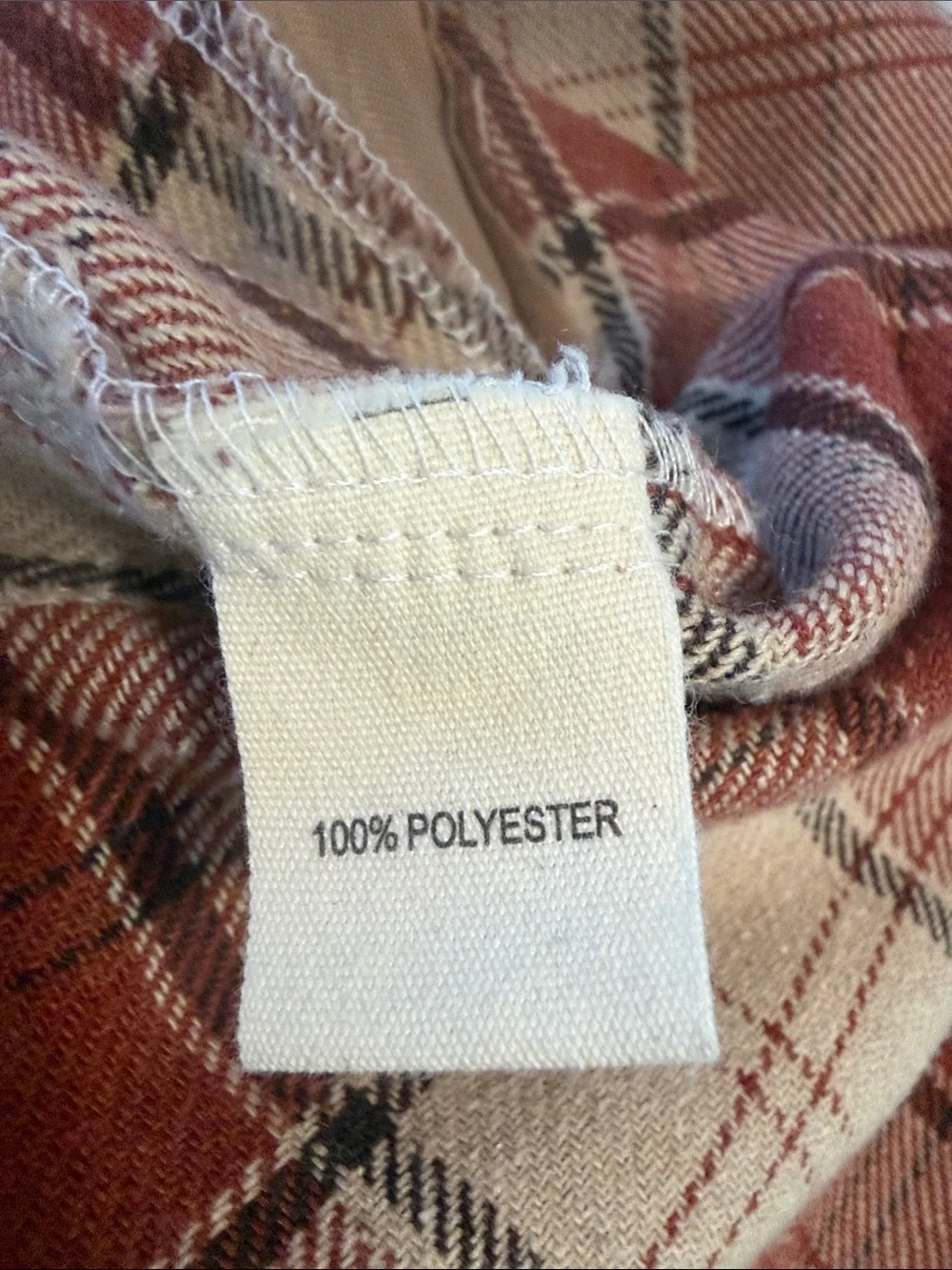 Women’s Long Plaid Shacket Jacket - Rust & Cream